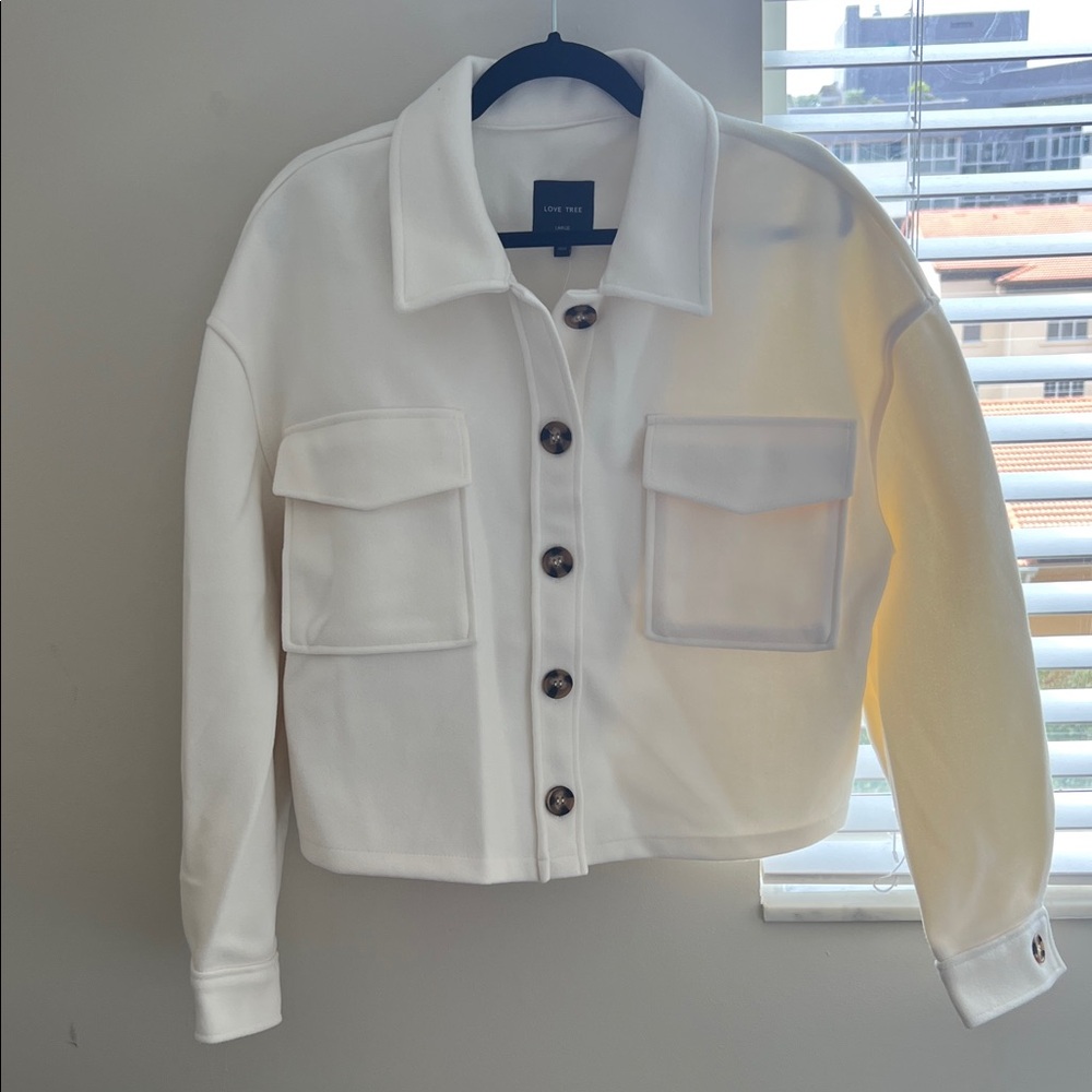 Women's White cropped Jacket